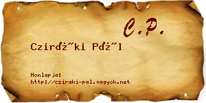 Cziráki Pál névjegykártya